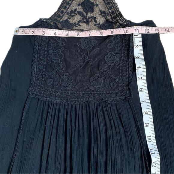 ABERCROMBIE FITCH Y2K Halter Lace Maxi Dress Black XS Oversized Fairy Boho Goth - Picture 10 of 11